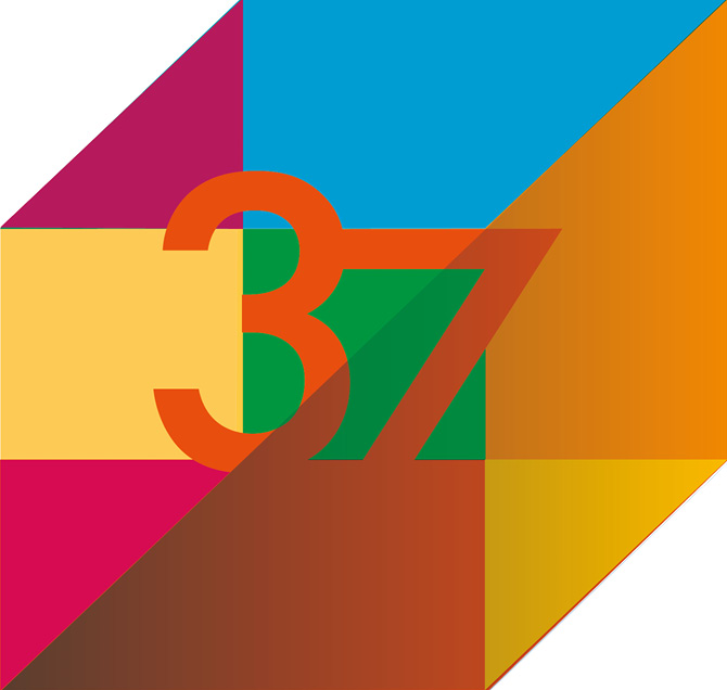 37 on a multicoloured background
