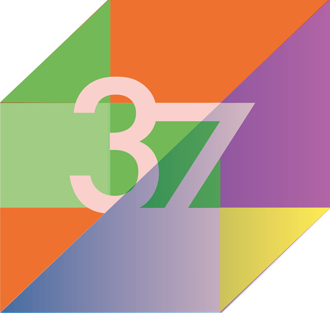37 on a multicoloured background