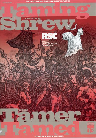 Programme cover for The Taming of the Shrew 2003 at the Royal Shakespeare Theatre featuring a grotesque etched cartoon of an unruly crowd